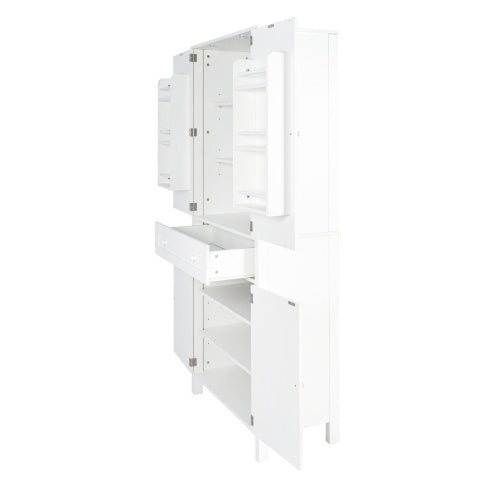 Kitchen Pantry, Storage Cabinet , Kitchen Cabinet , Drawer And Adjustable Shelves, For Kitchen, Dining Room, White