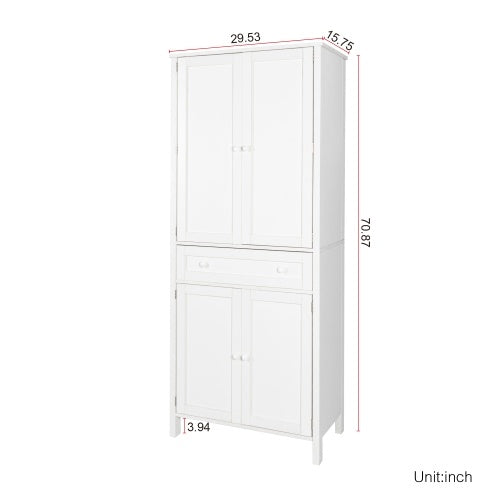 Kitchen Pantry, Storage Cabinet , Kitchen Cabinet , Drawer And Adjustable Shelves, For Kitchen, Dining Room, White