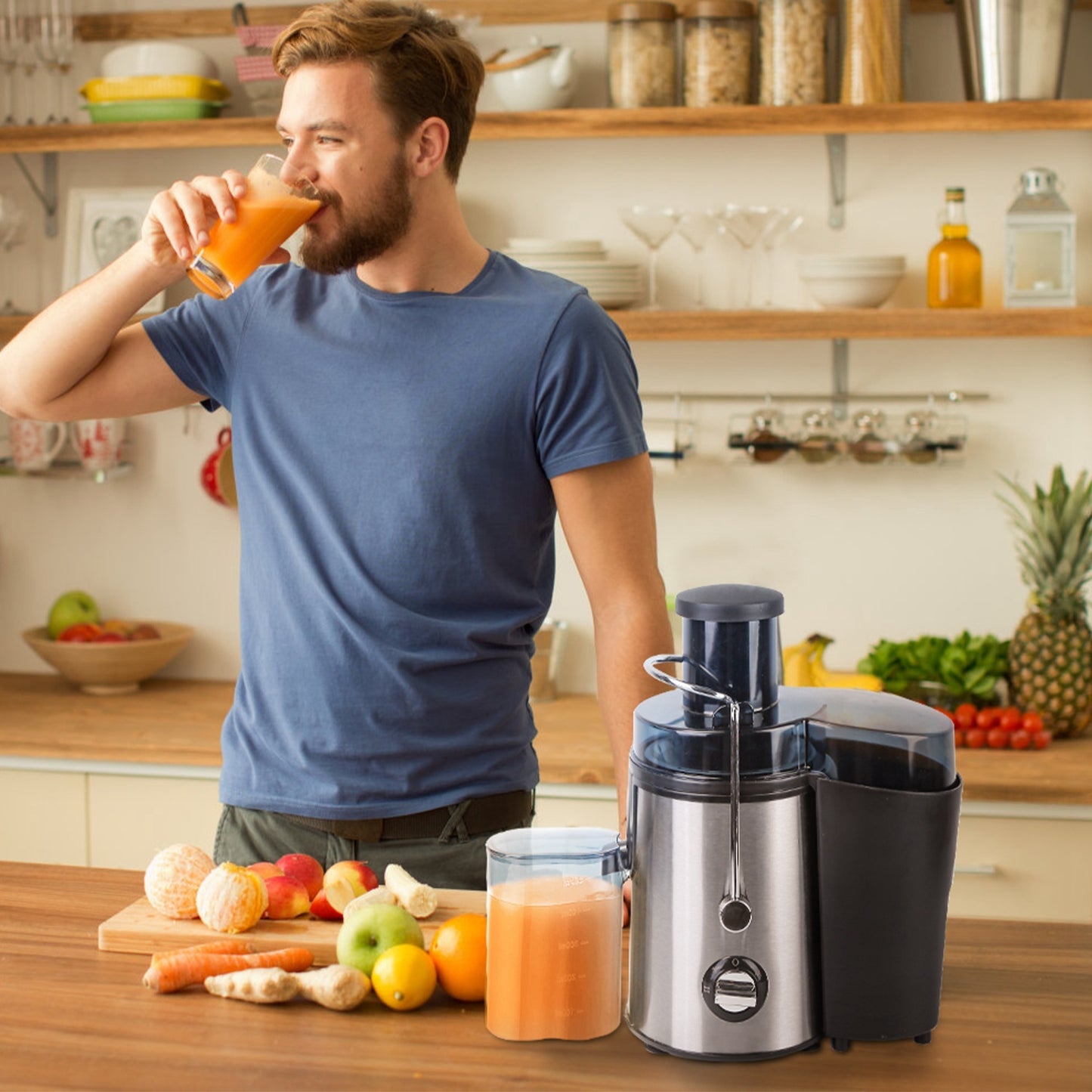 Juicer Juice Extractor With 2 Speeds 2.6in Wide Feed Chute 17Oz Juicer Cup 54Oz Pulp Collector Electric Juicer For Fruits Vegetables