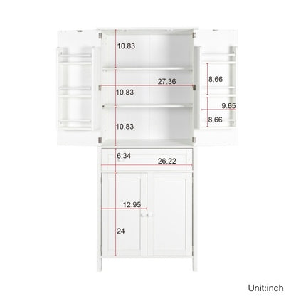 Kitchen Pantry, Storage Cabinet , Kitchen Cabinet , Drawer And Adjustable Shelves, For Kitchen, Dining Room, White