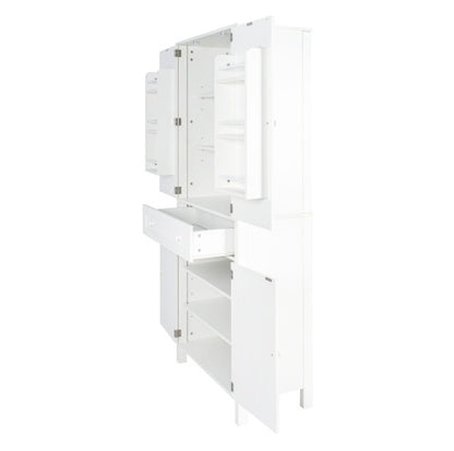 Kitchen Pantry, Storage Cabinet , Kitchen Cabinet , Drawer And Adjustable Shelves, For Kitchen, Dining Room, White