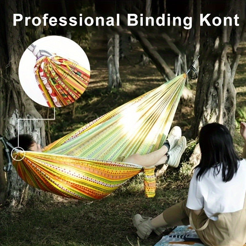 2025 Upgraded Bohemian Camping Hammock,Military Parachute Nylon Material, Portable Single Hammock 500lbs Load-bearing, Suitable For Hiking,Beach,Backyard, Lightweight Outdoor Equipment