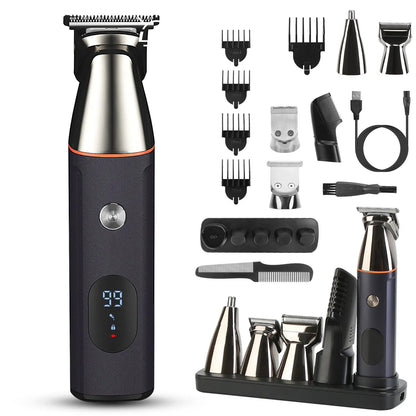 All In One Beard Trimmer For Men With 5 Trimmer Heads IPX5 Waterproof Electric Razor For Face Nose Body Beard Cordless Hair Shaver Clipper Grooming Kit For Men Husband Father