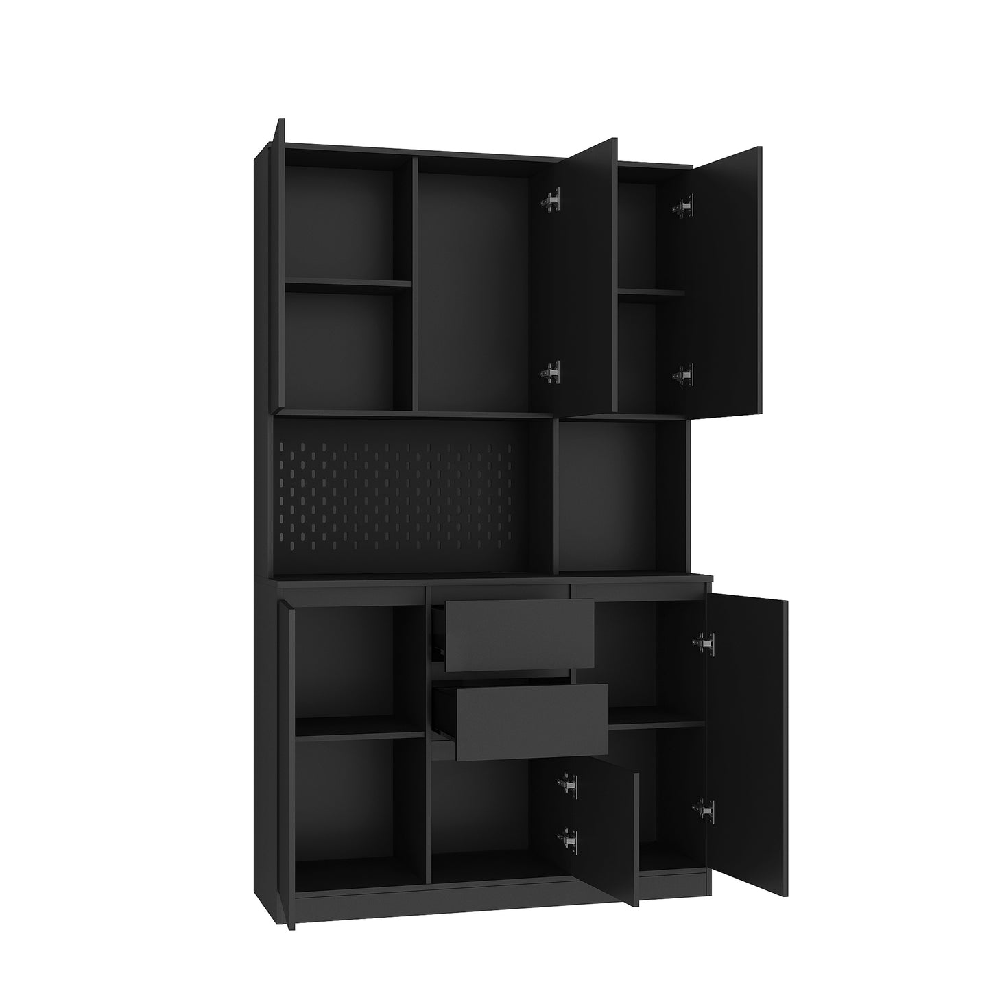 Kitchen Pantry Cabinet Cupboard With 6 Doors,3 Shelves And 2 Drawer
