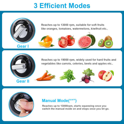 Juicer Juice Extractor With 2 Speeds 2.6in Wide Feed Chute 17Oz Juicer Cup 54Oz Pulp Collector Electric Juicer For Fruits Vegetables