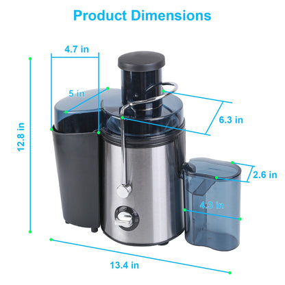 Juicer Juice Extractor With 2 Speeds 2.6in Wide Feed Chute 17Oz Juicer Cup 54Oz Pulp Collector Electric Juicer For Fruits Vegetables