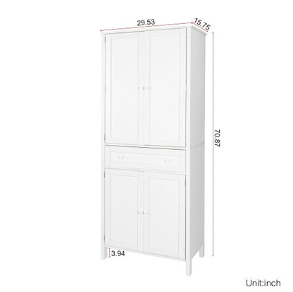 Kitchen Pantry, Storage Cabinet , Kitchen Cabinet , Drawer And Adjustable Shelves, For Kitchen, Dining Room, White