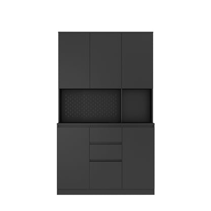 Kitchen Pantry Cabinet Cupboard With 6 Doors,3 Shelves And 2 Drawer